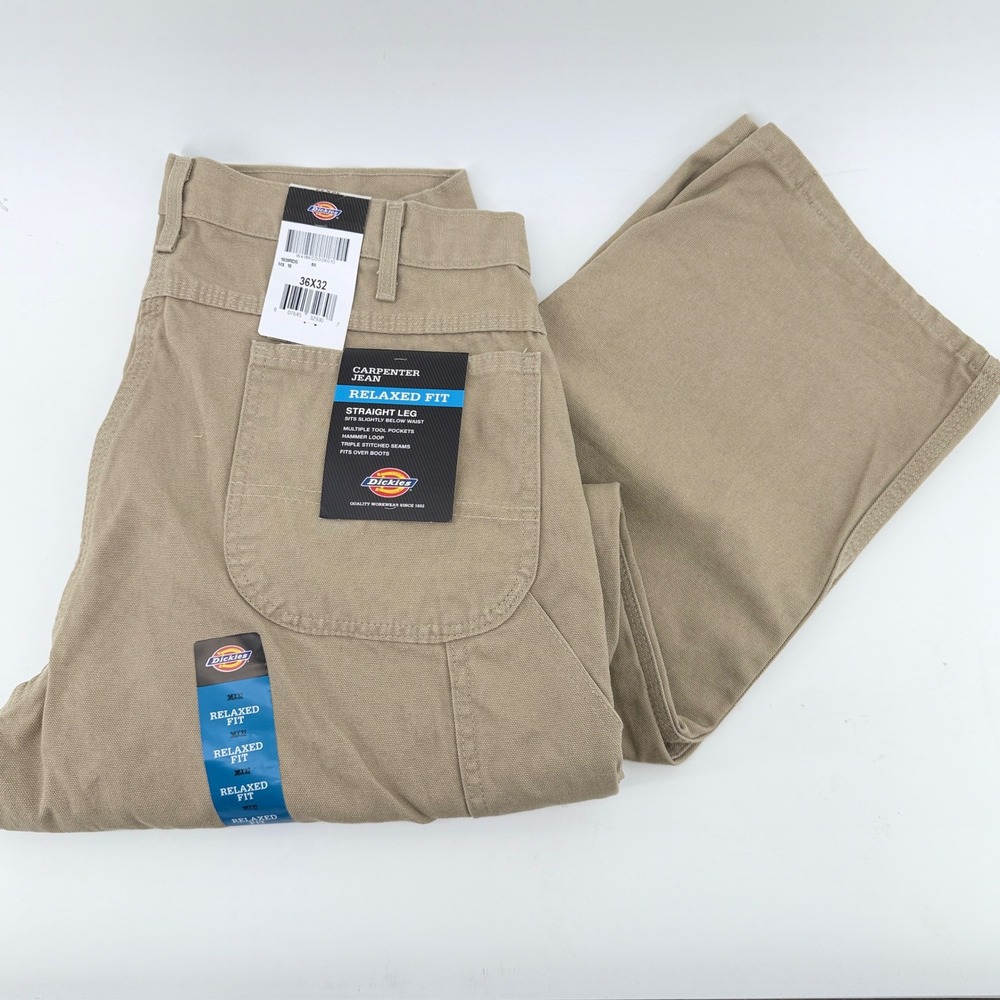 Dickies Mens 1939RDS Relaxed Fit Straight Carpenter Jean Duck Brown 36X32 NWT